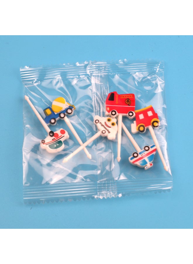 Japanese Cartoon Fruit Fork Cute Animal Fruit Fork Children Baby Special Fruit Sign Wholesale-Color:6pc Fruit Fork/Car OPP  - Image 1