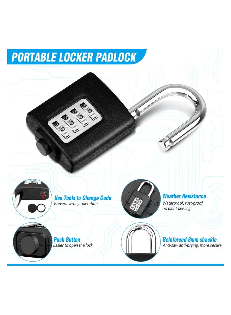 Combination Padlock Outdoor Weatherproof Padlocks Outdoor Heavy Duty Small Padlock Locker with Code Lock for Gym School Home Garage Hasp Locker Bike Lock - Image 2
