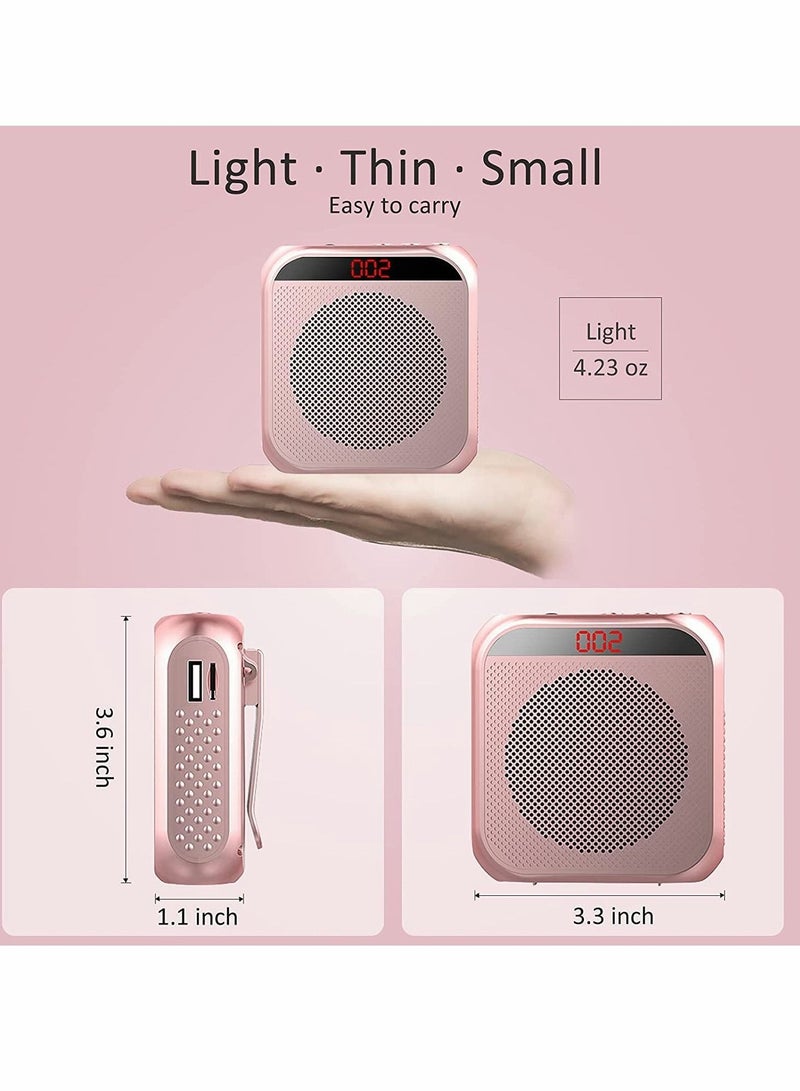 Voice amplifier with wired microphone headphones, portable rechargeable PA system speaker, personal microphone voice amplifier for teachers, tour guides/coaches (pink) - Image 4
