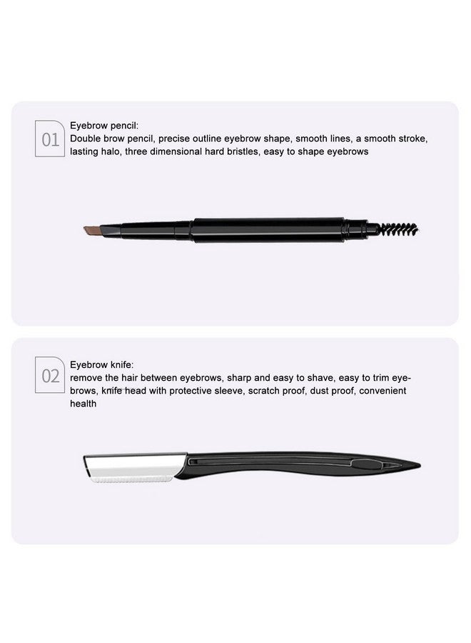 GLOGLOW Eyebrow Grooming Kit 8Pcs Black Rustproof Eyebrow Care Kit Stainless Steel Eyebrow Trimming Kit Beauty Tools For Home School Office - Image 2