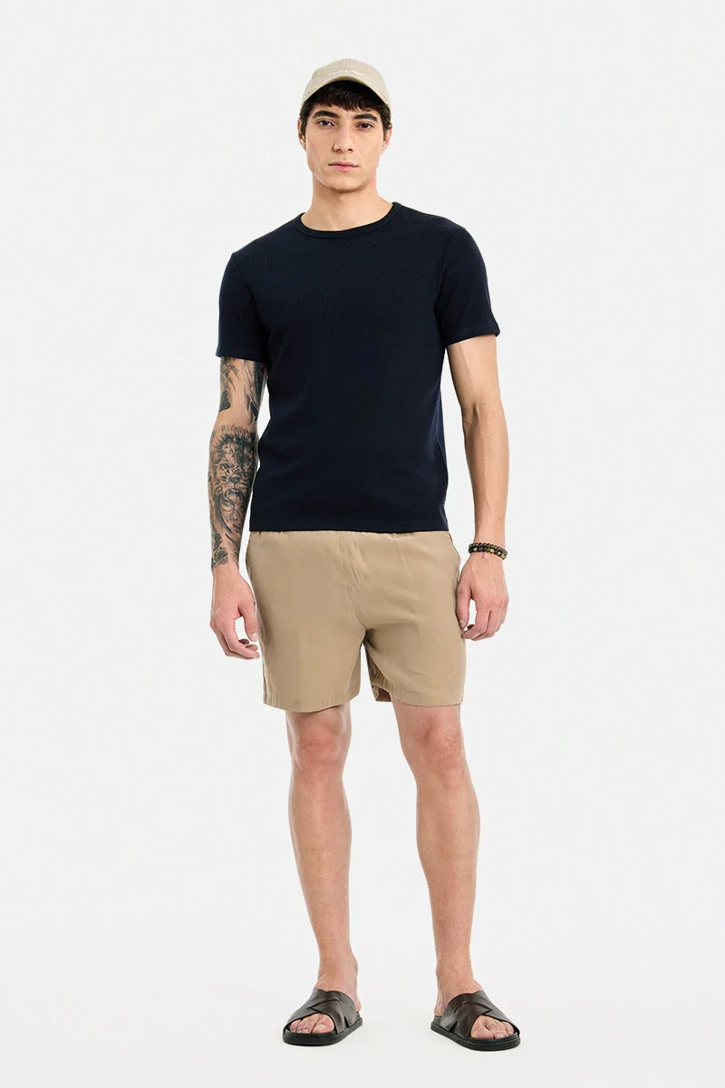 سنيتش Khaki Solid Loose Fit Shorts
