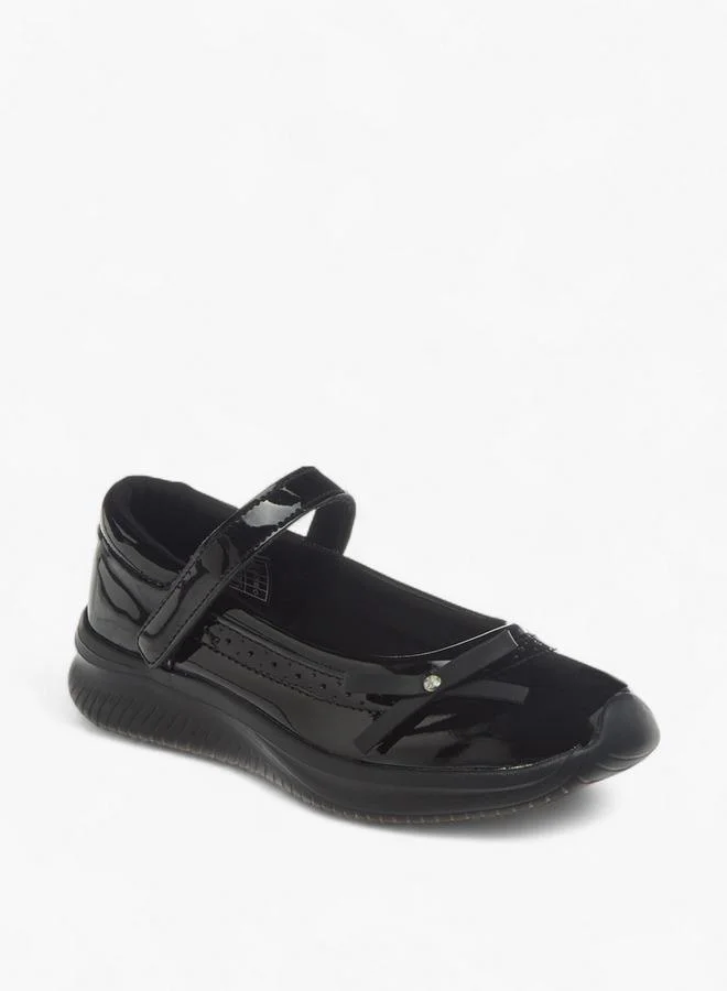 Dash Bow Accent School Shoes With Hook And Loop Closure