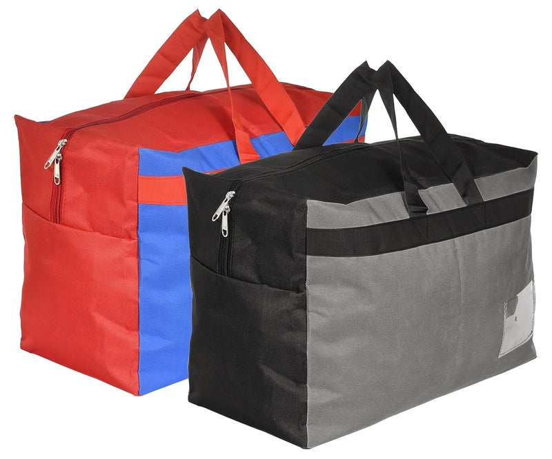 Kuber Industries Canvas MultiPurpose Storage BagClothing Storage OrganizerSet of 2 Blue Grey - Image 1