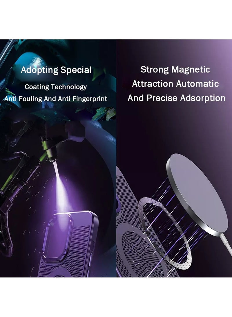 Heat Dissipation Magnetic Case for iPhone 16 Pro 6.3 Inch Compatible with MagSafe, Hard Polycarbonate Mesh Breathable Cooling Thin Shockproof Anti-Fingerprint Cover - Image 3