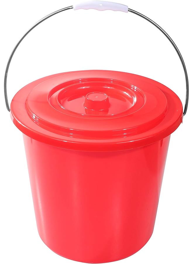 Zaboon 15Ltr Plastic Bucket With Lid Strong Handle Red 15 Liter Multicolor Dc1640 - Image 1