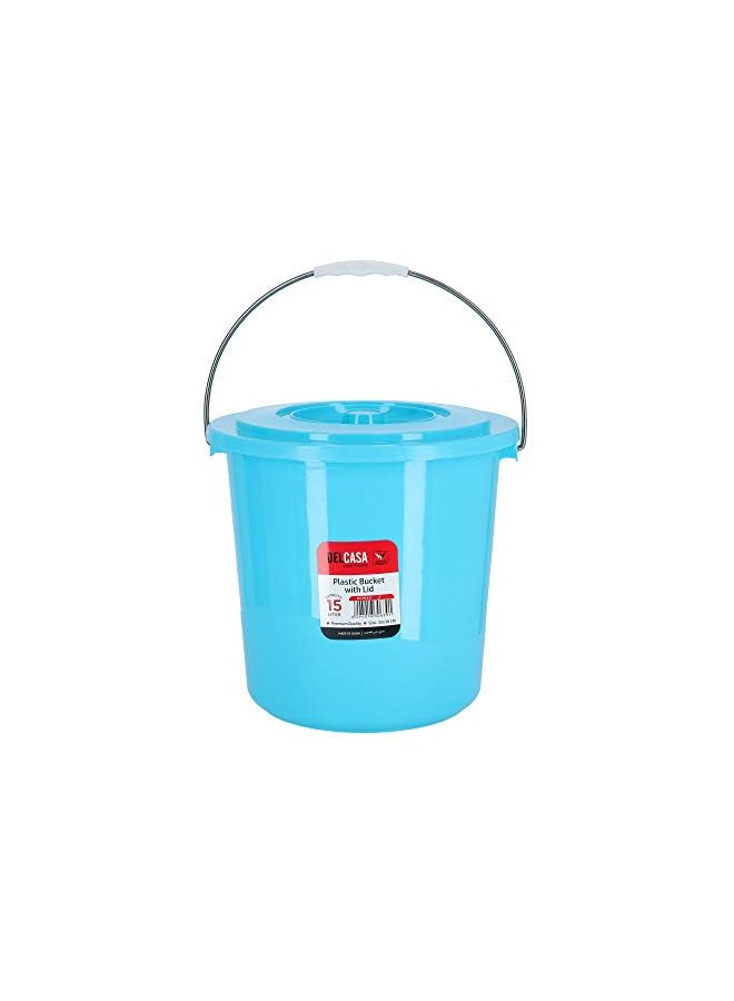 Zaboon 15Ltr Plastic Bucket With Lid Strong Handle Red 15 Liter Multicolor Dc1640 - Image 2