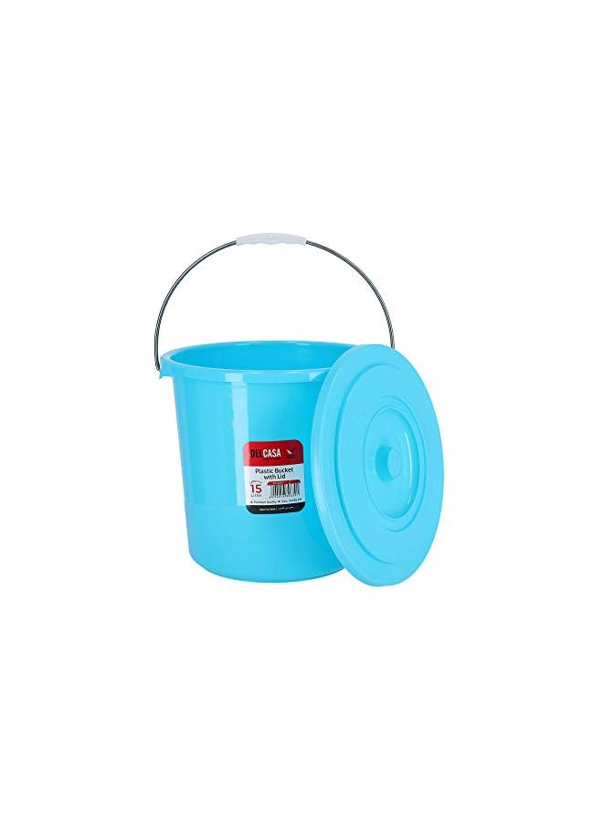 Zaboon 15Ltr Plastic Bucket With Lid Strong Handle Red 15 Liter Multicolor Dc1640 - Image 3