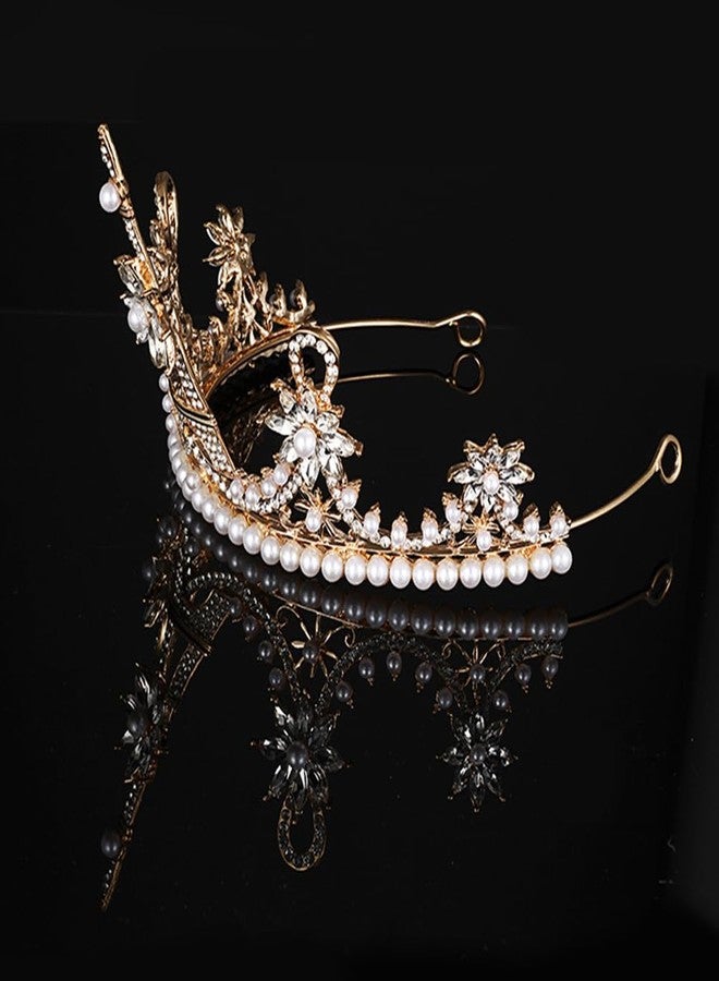 Beaupretty Bridal Crown Rhinestone Pearl Eiffel Tower Flower Shape Wedding Crown Hair Tiara Accessories for Birthday Wedding Party - Image 4