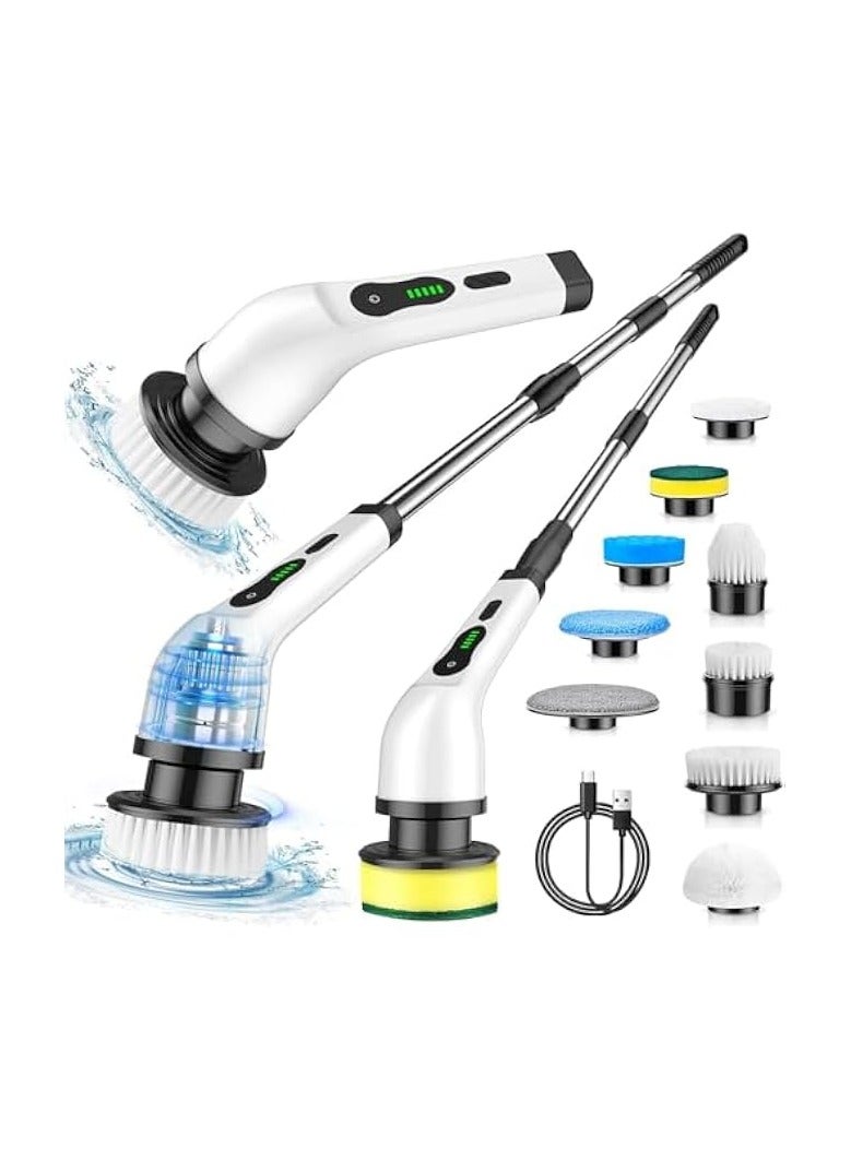 erorex Cleaning Brush Scrubber, Electric Spin Scrubber 9 Replaceable Brush Heads and Adjustable Long Handle, Cordless & Portable Power Scrubber for Cleaning Bathroom, Tile, Sink, Kitchen,Floor,Car  - Image 1