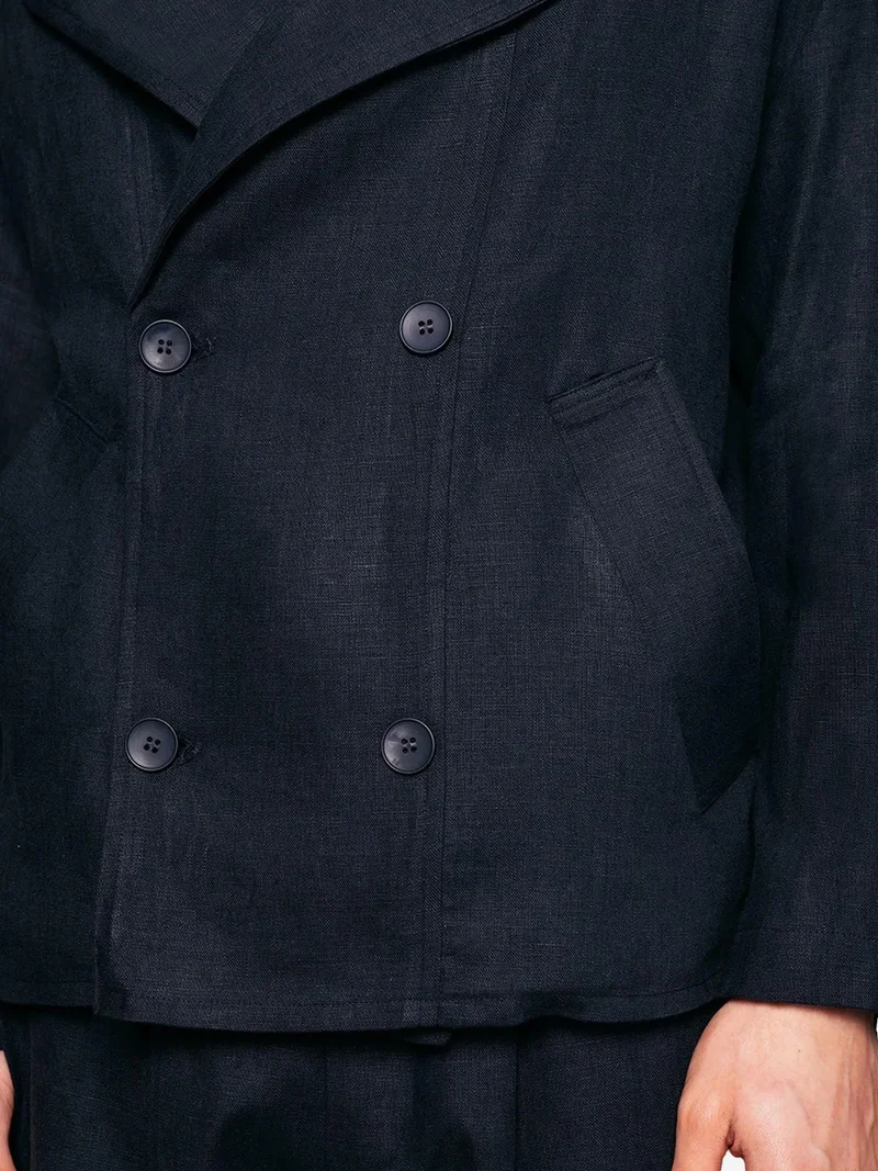 Giesto Navy Blue GIESTO Linen Buttoned Jacket for Men | Best Price UAE