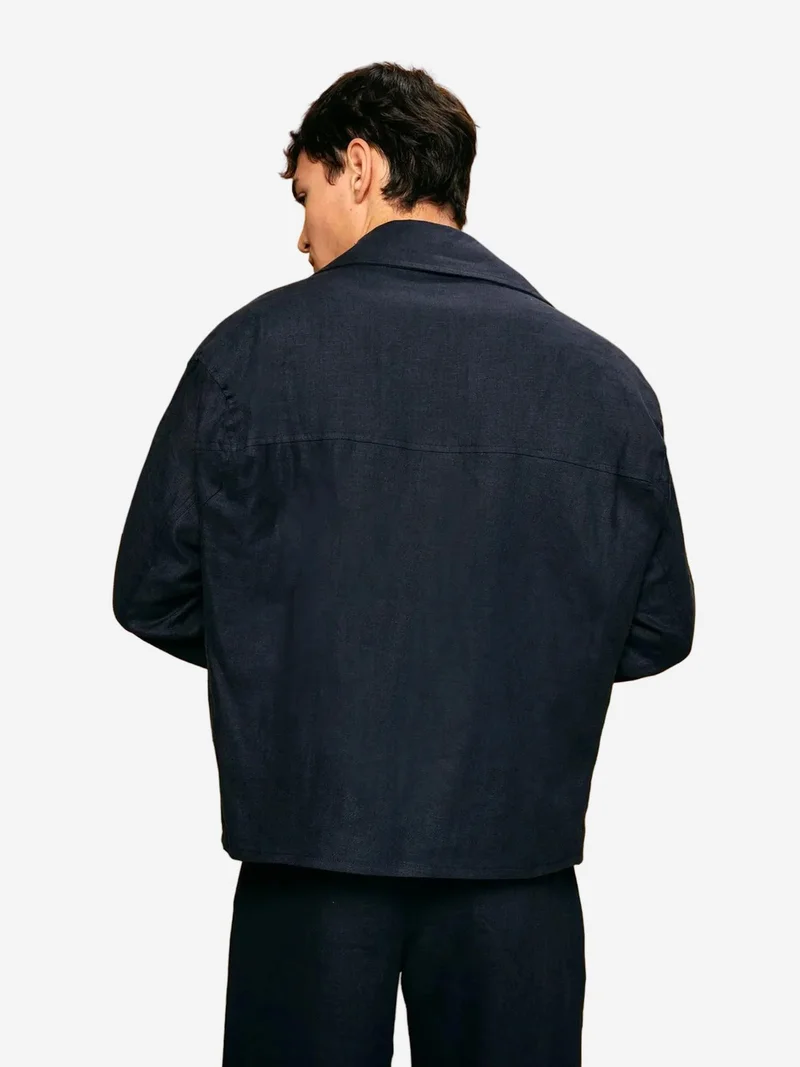 Giesto Navy Blue GIESTO Linen Buttoned Jacket for Men | Best Price UAE