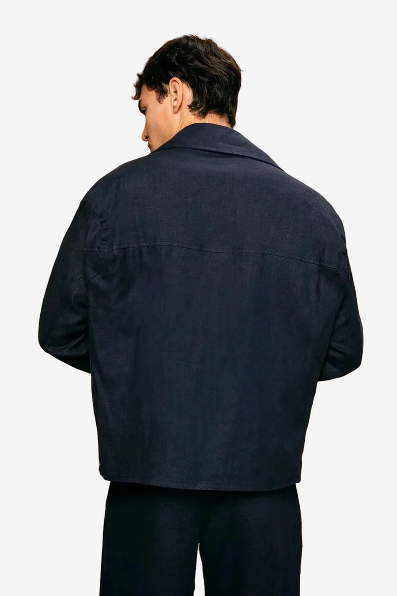 Giesto Navy Blue GIESTO Linen Buttoned Jacket for Men | Best Price UAE