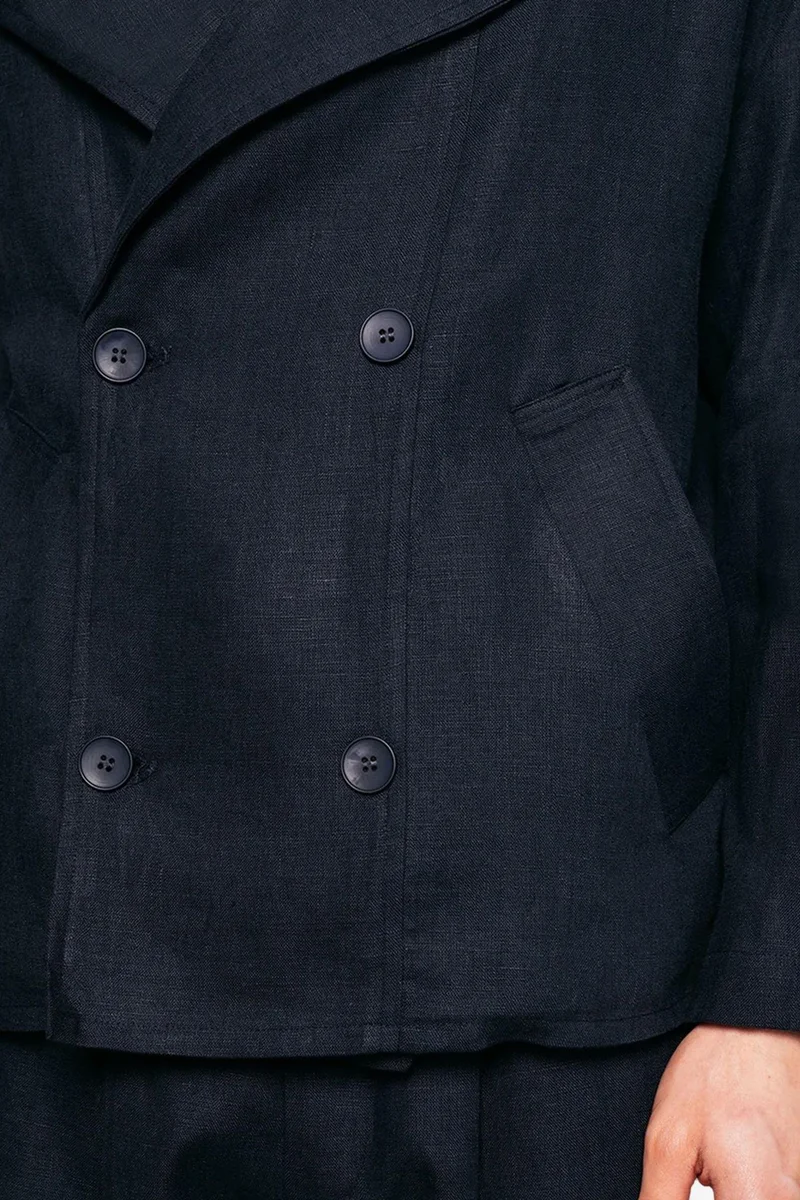Giesto Navy Blue GIESTO Linen Buttoned Jacket for Men | Best Price UAE