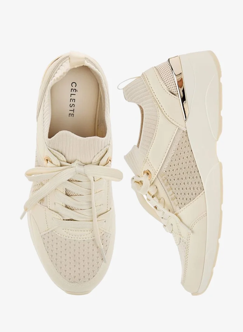 Celeste Women's Lace Detail Slip-On Sneakers with Wedge Heels