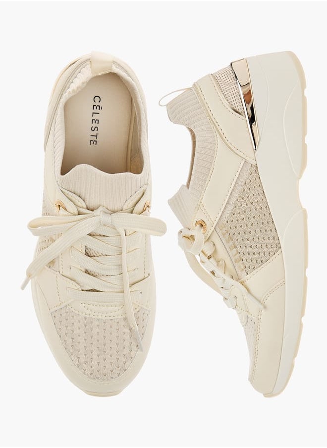 Celeste Women's Lace Detail Slip-On Sneakers with Wedge Heels  - Image 2