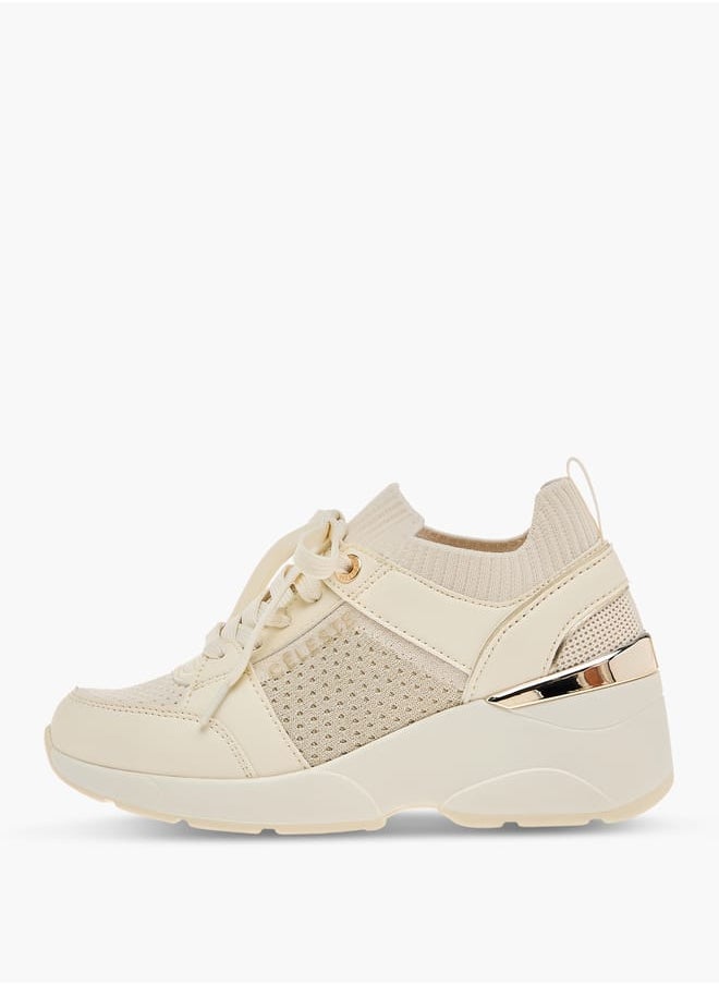 Celeste Women's Lace Detail Slip-On Sneakers with Wedge Heels  - Image 3