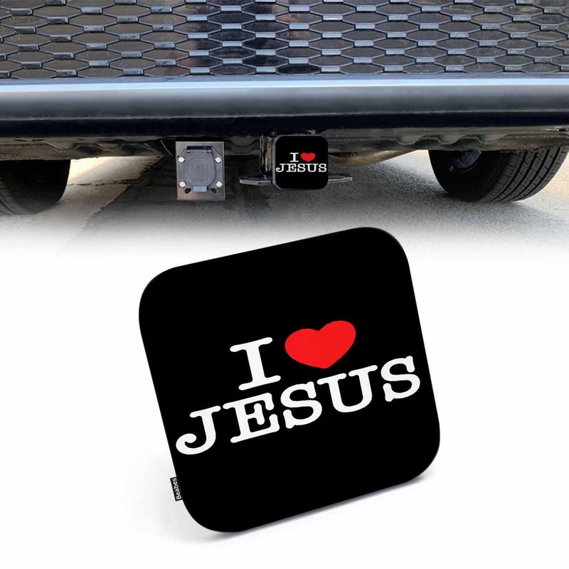 Beabes I Love Jesus Hitch Cover - Heart Bible Quote Christian Verse Rubber Trailer Plug Cap - Fits 2 Inch Receivers for Pickups  Trucks  SUVs  Cars - Image 1
