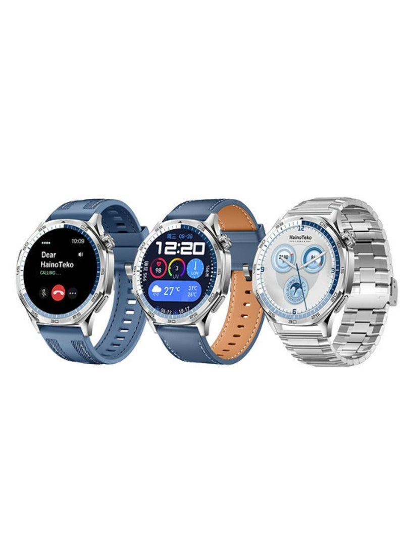 Haino Teko RW-64 GT5 Max Smartwatch with Large AMOLED Display, Voice Assistant, 3 Pair Straps – Stylish and Functional Smartwatch for Men- Blue - Image 1