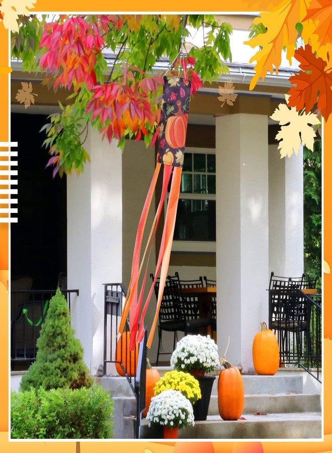 Macarrie 4 Pack Seasonal Windsock Spring Summer Fall Winter Outdoor Heavy Duty Hanging Decor Daisy Flamingo Pumpkin Snowbird Wind Socks Spinners for Garden Yard Decoration 5.91 x 39.37 Inch - Image 4