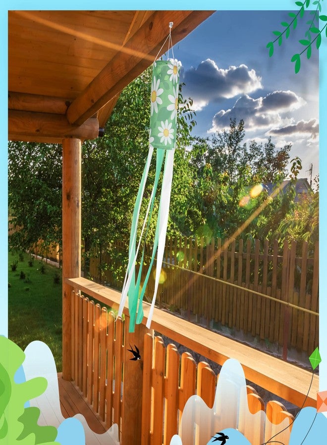 Macarrie 4 Pack Seasonal Windsock Spring Summer Fall Winter Outdoor Heavy Duty Hanging Decor Daisy Flamingo Pumpkin Snowbird Wind Socks Spinners for Garden Yard Decoration 5.91 x 39.37 Inch - Image 2