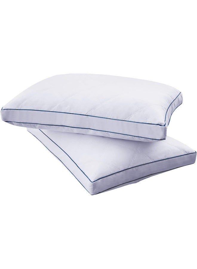 Somerfield Somer Field - Gusset Bed Pillows for Sleeping - Queen Pillows 2 Pack-Cooling Pillows - Premium Soft Down Alternative Fill Supportive for Back, Stomach or Side Sleepers (Blue Piping) - Image 2