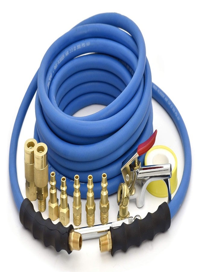 BLUBIRD BB3850KIT 3/8" x 50' Air Compressor Accessory Kit, 100% Rubber, Lightest, Strongest, Most Flexible, 300 PSI, 50F to 190F Degrees, Ozone Resistant, High Strength Polyester Braided, 13pc - Image 1
