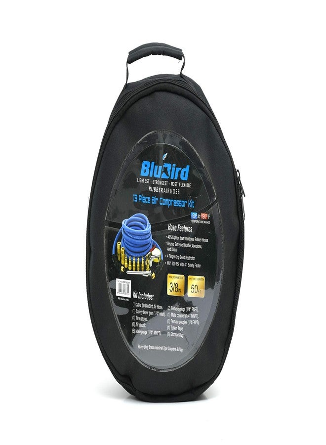 BLUBIRD BB3850KIT 3/8" x 50' Air Compressor Accessory Kit, 100% Rubber, Lightest, Strongest, Most Flexible, 300 PSI, 50F to 190F Degrees, Ozone Resistant, High Strength Polyester Braided, 13pc - Image 2