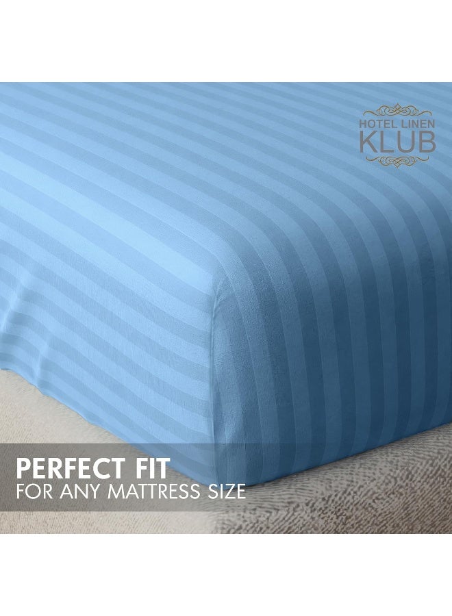 Hotel Linen Klub Hotel Linen Klub Striped Microfiber Fitted Sheet Set - King  - Image 5