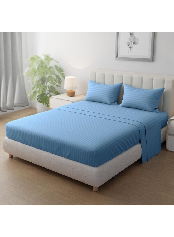 Hotel Linen Klub Hotel Linen Klub Striped Microfiber Fitted Sheet Set - King  - Image 1