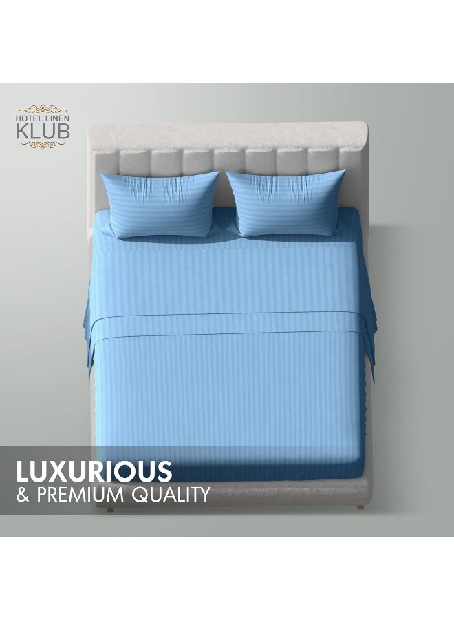 Hotel Linen Klub Hotel Linen Klub Striped Microfiber Fitted Sheet Set - King  - Image 2