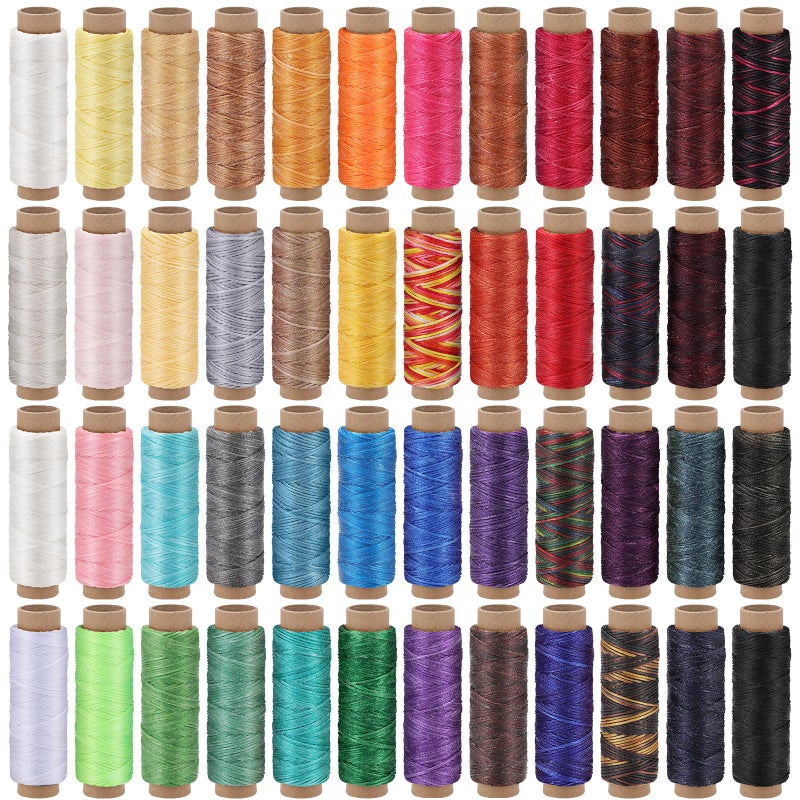 Jupean 48 Colors Waxed Thread, Leather Thread for Hand Sewing, Book Binding Threads, Leather Stitching Thread for Hand Sewing Craft DIY Bookbinding - Image 1