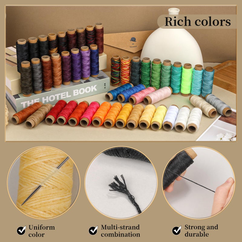 Jupean 48 Colors Waxed Thread, Leather Thread for Hand Sewing, Book Binding Threads, Leather Stitching Thread for Hand Sewing Craft DIY Bookbinding - Image 3