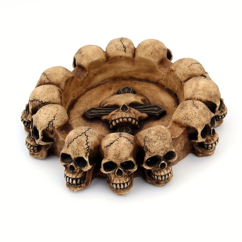 Round Skull Ashtray Creative Resin Craft Halloween Gift For Home Use - Image 2