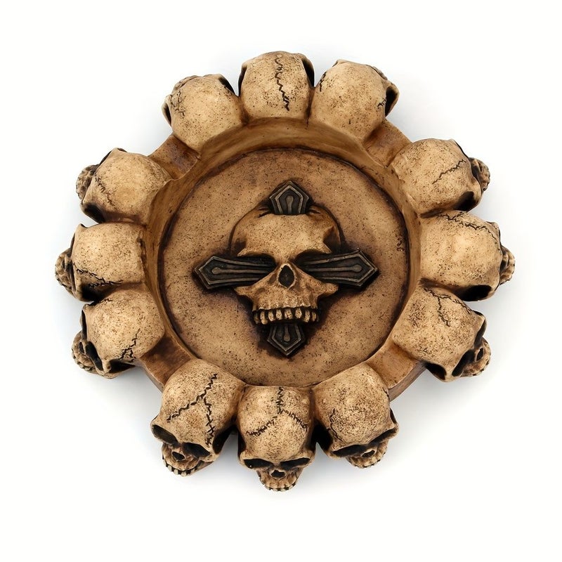 Round Skull Ashtray Creative Resin Craft Halloween Gift For Home Use - Image 4