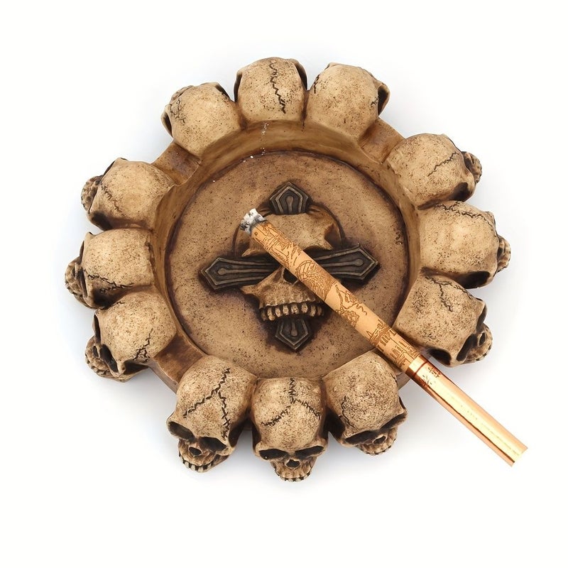 Round Skull Ashtray Creative Resin Craft Halloween Gift For Home Use - Image 5
