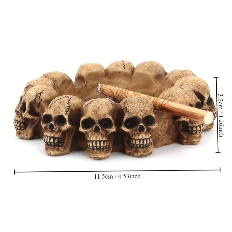 Round Skull Ashtray Creative Resin Craft Halloween Gift For Home Use - Image 3