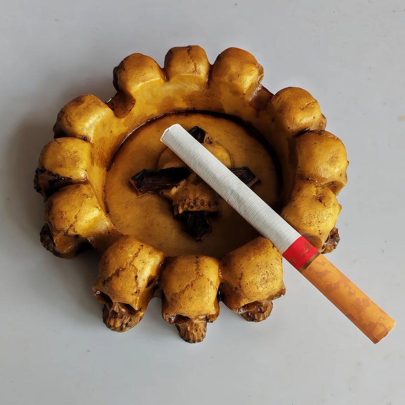 Round Skull Ashtray Creative Resin Craft Halloween Gift For Home Use - Image 1