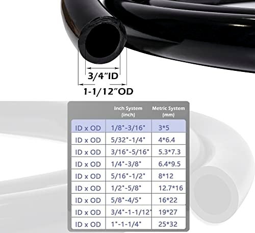 Feelers Black PVC Vinyl Tubing 3/4" ID x 1-1/12" OD Water Fish Tank Aquarium Air Line Lightweight Hose BPA Free, 9.84 Feet - Image 2