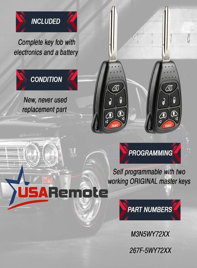 USARemote Key fits 2004 2005 2006 2007 Dodge Caravan and Grand Caravan/Chrysler Town Country Fob Keyless Entry Remote (M3N5WY72XX), Set of 2 - Image 3