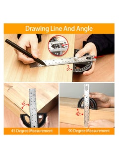 Generic Protractor Angle Finder, Protractor for Woodworking, 8-Inch Adjustable Stainless Steel Angle Ruler, Angle Measuring Tool with 0-180 Degrees, for Woodworking, Metalworking, Construction  - Image 1