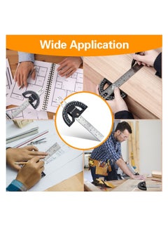 Generic Protractor Angle Finder, Protractor for Woodworking, 8-Inch Adjustable Stainless Steel Angle Ruler, Angle Measuring Tool with 0-180 Degrees, for Woodworking, Metalworking, Construction  - Image 3