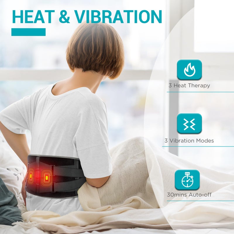Comfytemp وسادة تدفئة بدون سلك من كومفيتمب مع جهاز تدليك لتخفيف آلام الظهر، مدلك محمول للظهر السفلي مؤهل لـ FSA و HSA قابلة للشحن، هدايا عيد الميلاد لنساء ورجال وأمهات وآباء وكبار السن 3 درجات حرارة 30 إيقاف تلقائي - Image 3