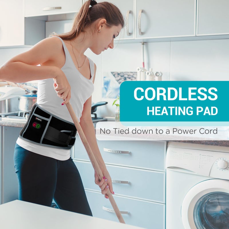 Comfytemp وسادة تدفئة بدون سلك من كومفيتمب مع جهاز تدليك لتخفيف آلام الظهر، مدلك محمول للظهر السفلي مؤهل لـ FSA و HSA قابلة للشحن، هدايا عيد الميلاد لنساء ورجال وأمهات وآباء وكبار السن 3 درجات حرارة 30 إيقاف تلقائي - Image 2