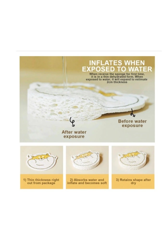 4 عبوات من إسفنجة غسيل الأطباق المضغوطة من لب الخشب، إسفنجة غسيل سحرية، 4 تصاميم متنوعة - Image 3