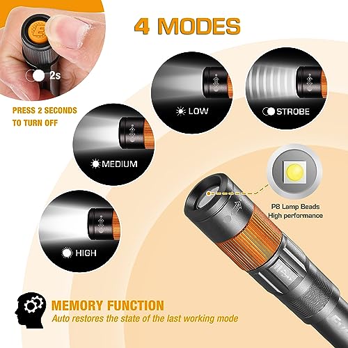 EverBrite Rechargeable Pen Light, 300 Lumens EDC Flashlight, Zoomable LED Pocket Flashlight with Clip, Memory Function and USB C Cable Included, for Camping, Emergency, Gray - Image 2
