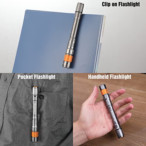 EverBrite Rechargeable Pen Light, 300 Lumens EDC Flashlight, Zoomable LED Pocket Flashlight with Clip, Memory Function and USB C Cable Included, for Camping, Emergency, Gray - Image 5