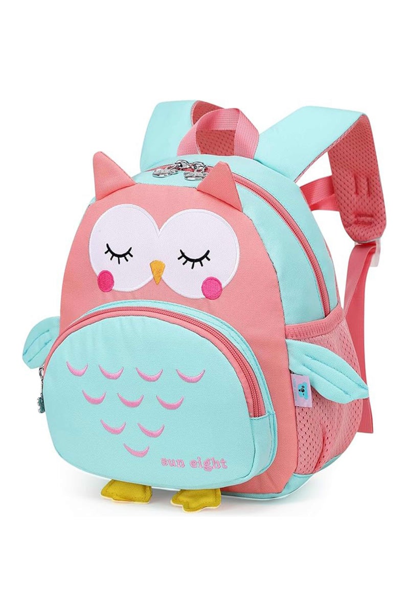 SUN EIGHT Preschool Backpack Toddler for Girls Animal Waterproof Kids Backpack 3D Cartoon School Bag for Baby Girl Boy 1-5 Years Cute Owl, SE2806, Green Red - Image 1