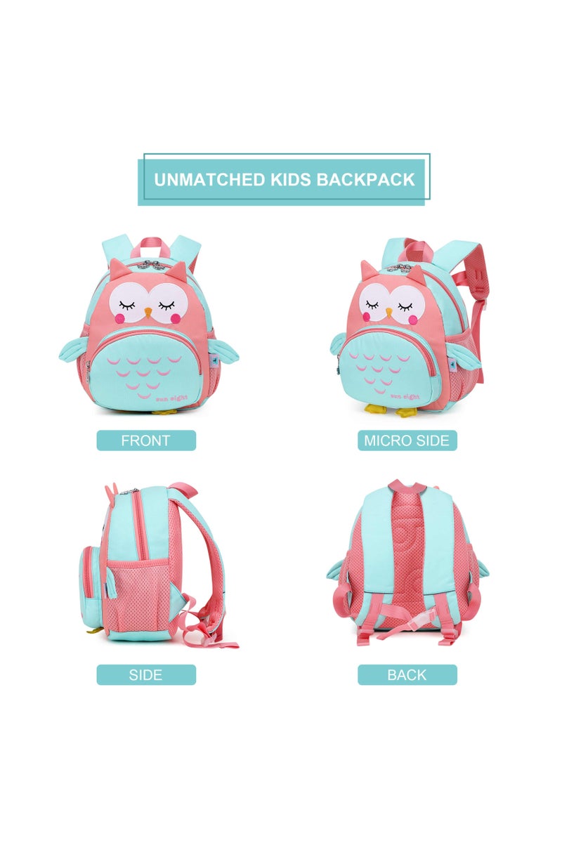 SUN EIGHT Preschool Backpack Toddler for Girls Animal Waterproof Kids Backpack 3D Cartoon School Bag for Baby Girl Boy 1-5 Years Cute Owl, SE2806, Green Red - Image 4