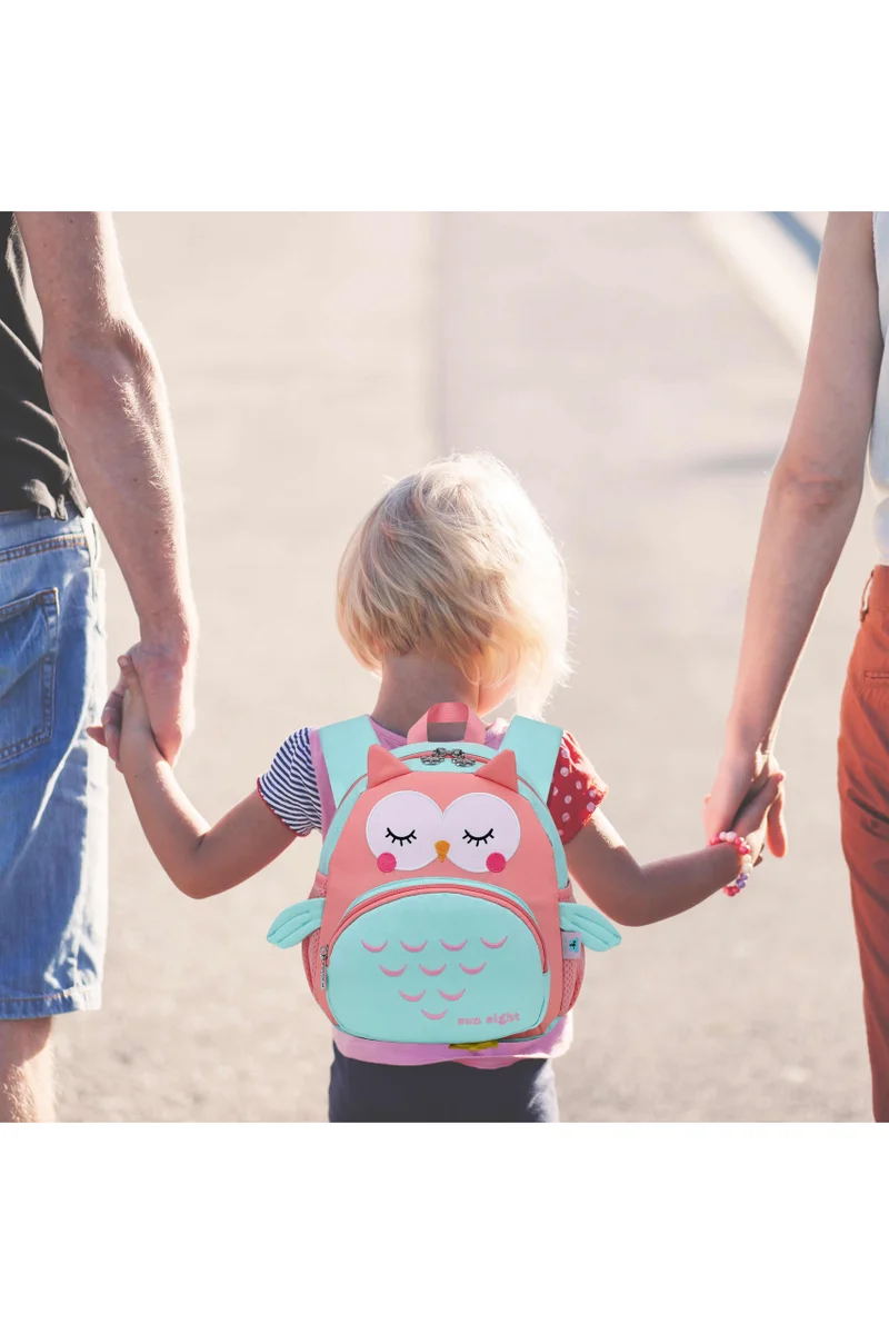 صن إيت Preschool Backpack Toddler for Girls Animal Waterproof Kids Backpack 3D Cartoon School Bag for Baby Girl Boy 1-5 Years Cute Owl, SE2806, Green Red