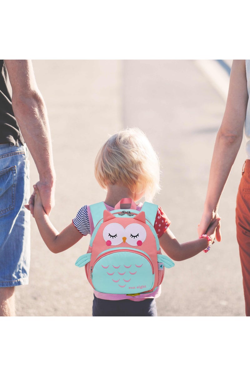 SUN EIGHT Preschool Backpack Toddler for Girls Animal Waterproof Kids Backpack 3D Cartoon School Bag for Baby Girl Boy 1-5 Years Cute Owl, SE2806, Green Red - Image 2